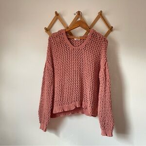 Dusty Pink Crochet Sweater